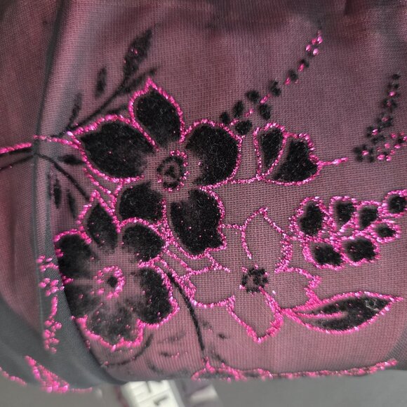 VTG Y2K Taboo Metallic Black Floral Mesh Whimsigoth Maxi Dress Gothic Womens 2X - Picture 5 of 13